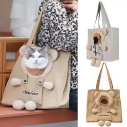 Cat Carriers Durable Dog Carrier Lightweight Drawstring Adjustment Hole Cartoon Bear Decor Pet Shoulder Bag Multi-purpose