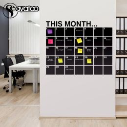 Stickers This Month Wall Calendar 2023 Monthly Planner Blackboard Wall Stickers Vinyl Decal Office Decoration Erasable Chalkboard 58x72cm