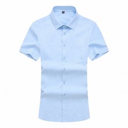 2020 Summer Shirts For Men Short Sleeve Turn-Down Collar Slim Fit Pocket Fi Busin Formal Dr Shirts Man's Clothing 90B2#