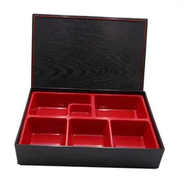 Dinnerware Japanese Bento Box Red And Black Lunch For Restaurant Office Business