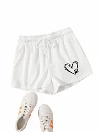 women's hot pants: Love dog paw pattern print, drawstring waist, perfect for summer and spring exercise and yoga! t2vp#