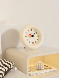 Table Clocks Cute Donut-Shaped Desk Clock Mute Bedroom Decorative Office Study Gift