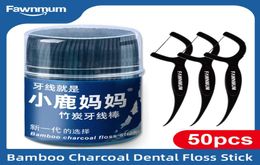 amp Fawnmum Cleaning Bamboo Charcoal Dental Picks Barreled Inter Brush For Teeth Care Toothpicks With Thread Oral1450949