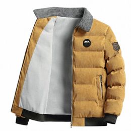 new Winter Fleece Jacket Men Parkas Coat Loose Solid Windproof Fur Collar Warm Corduroy Parka Jacket Fi Casual Windbreaker Z7LB#