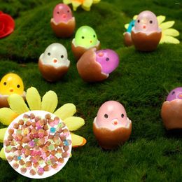 Garden Decorations 100Pcs Mini Luminous Chicks Synthetic Resin Figurines Glow In The Dark Miniature 7 Colours Portable Tiny