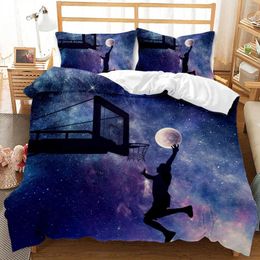 Bedding Sets 3D Basketball Duvet Cover King For Teen Boys Kids Fire Water Sports Set Microfiber Ball Game Quilt With Pillowcase