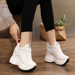 Casual Shoes Women Sneakers Platform Trainers White 10CM Heels Autumn Wedges Breathable Woman Height Increasing