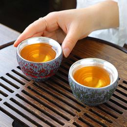 Teaware Sets Master Cup High-end Japanese-style Retro Ceramic Gilt Silver Teacup Tea Cups Light Luxury Household Kitchen Bar