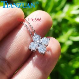 S925 silver 1.2ct round four leaf clover D vvs moissanite pendant choker necklace Jewellery valentines gift dating wedding