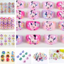 Gravestones 12pcs/lot Princess Party Favors Rings Acrylic Crystal Kid Girls Finger Rings Baby Party Decoration Gifts Supplies