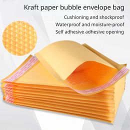 Storage Bags Yellow Kraft Paper Bubble Envelope Bag Thickened Self-adhesive Express Shockproof Cushioning Transportation Packaging