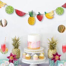 Party Decoration 2pcs Lovely Glitter Summer Fruits Theme Banner Flags Baby Shower Birthdays Supplies Watermelon Banana Kiwi
