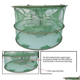 Fishing Accessories 5-21 Holes Matic Folding Net Shrimp Cage Nylon Foldable Crab Fish Trap Cast Network Accessories218W Drop Delivery Ot2Ur