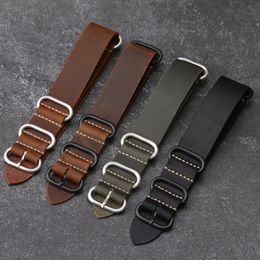 Handmade Leather Watchband 18 20 22 24 26MM Vintage Frosted Top Layer Cowhide Strap Brown Black Men Bracelet 240313