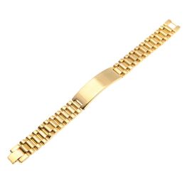 Mens Stainless Steel Hip hop Style Link Bracelets Gold Silver Watch Band Bracelet Fashion Punk Jewellery 15mm 21mm258P