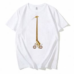 funny men t shirt giraffe Ride Bicycle Classic tshirt Lg giraffe Bike Ride print t-shirt male streetwear tops z0uR#