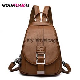 Backpack Style School Bags NEW Brand Anti Theft Women Leather Backpacks Vintage Female Shoulder Bag Travel Small Backpack Mochilas For Girls H240328