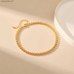 Anklets Copper plated 18K gold designed by European and American celebrities and nobles round bead necklaces ordinary chains simple and popular for womenL2403