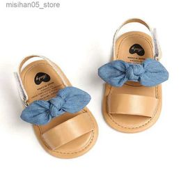 Sandals 0-18M Fashion Newborn Baby Girl Sandals Princess Shoes Baby Bow Knot Summer Sandals PU Non slip Shoes Q240328