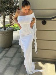 Basic Casual Dresses Dulzura One Shoulder Ruffle Maxi Dress Irrigrual Party Long Evening Birthday Clothes Elegant Outfits 2023 Summer yq240328