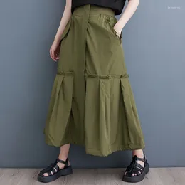 Skirts #3038 Summer Asymmetrical Women Black Green Streetwear A-line Skirt Split Joint Ruffles Ladies Thin High Waisted