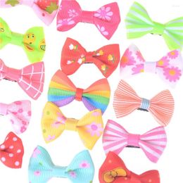 Dog Apparel 10pcs/lot Ribbon Hair Clip Colorful Barrettes Hairgrip Headwear Pet Bows Girls Hairpins Accessories