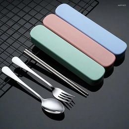 Dinnerware Sets 2/3/4pcs Stainless Steel Portable Cutlery Chopsticks Spoon Fork Knife Travel Student Picnic Set Kitchen Accessories