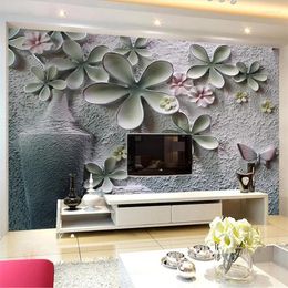 Wallpapers Wellyu Papel De Parede Custom Wallpaper 3D Relief Wall Floral Decorative Painting Interior Background Behang