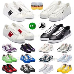 2024 Sneakers Patent Casual Shoes Mesh Cloth Prad America Cup Mesh Stitching Soft Praaddas Tennis Lace-up Rubber Fabric Low Soft Nylon Hiking Shoe Loafers Trainers