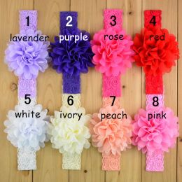 16 Colors New Children Lace Bow Tie Bandanas Girl Baby lace elastic Headbands Hair Accessories ZZ