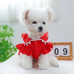 Dog Apparel Delicate Princess Dress With Crystal Ruffle Female Birthday Party
