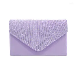 Evening Bags Purple Satin Diamonds Clutch Purse Luxury For Women Bag Female Cross Body Wedding Tendance 2024 Women's Handbag