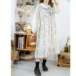 Casual Dresses 115cm Bust Spring Autumn 2024 Women Sweet Mori Kei Girl Fashion Loose Plus Size Comfortable Cotton