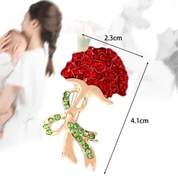 Brooches Women Rhinestone Brooch Pin Wedding Carnation Flower Corsage Mother's Day Gift Lapel For Wallet Scarves Hats Brides Clothes