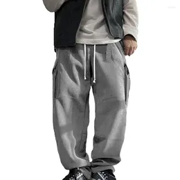 Men's Pants Vintage Corduroy Cargo Men Y2K Fashion Multi Pockets Solid Trousers Mens Casual Baggy Hip Hop Clothing 2024