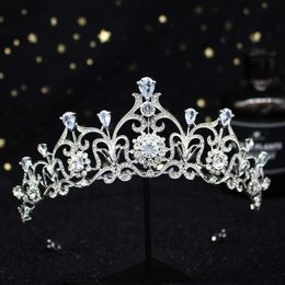 Light Blue Crystal Tiara Crown Princess Bridal Wedding Headband Hair Jewelry Accessories Fashion Headdress Pageant Prom Ornaments 283q