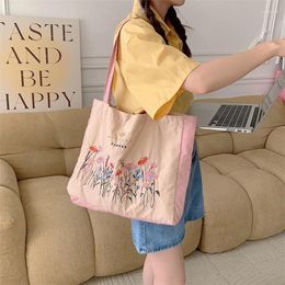 Evening Bags Youda Polyester Fabric Shoulder Bag For Women Embroidery Floral Pattern Handbag Large Casual Capacity Shopper Tote