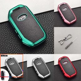 Upgrade New Leather Car Key Case Full Cover for KIA Sportage R Stinger GT Sorento Ceed CD Cerato Forte 2018 2019 Protection Shell Bag