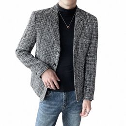 brand Clothing High Quality for Men Leisure Suit Jackets/Male Slim Fit Plaid Busin Blazers/Club Casual Tuxedo Plus Size S-3XL z8GP#