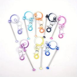 Gradient Color Metal DIY Bead Keychains Keyring, Bag Car Key Pendant Ornament