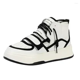 Casual Shoes Earth Star 2024 High Top Women Chunky Footware Height Increase Cross-Tied Buckle Zapatos De Mujer