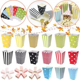 Gift Wrap 12/24/48Pcs Paper Popcorn Boxes Polka Dot Striped Wave Container Snack Candy Treat Box Christmas Wedding Party Supplies