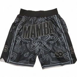 basketball Shorts Oversize Men Legend 24 Bryant Sport Black MAMBA Embroidery High Street Hip Hop Pocket Breathable Middle Pants e6W3#