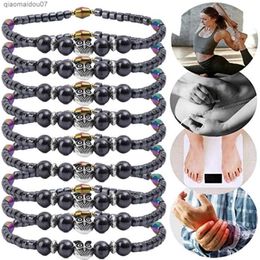 Anklets OWL Weight Loss Magnetic Therapy Ankle Bracelet Magnetic Stone Treatment Weight Loss Hematite Stretch Magnet Jewelry Healthy AnkleL2403