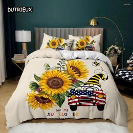 Bedding Sets Sunflower Duvet Cover Set Yellow Flower America's Faceless Man Drive Car Polyester Rustic Country Style Quilt