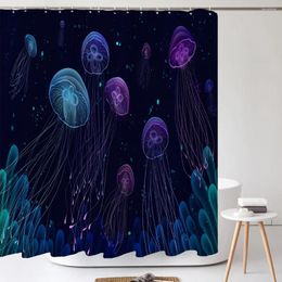Shower Curtains 3d Printed Bathroom Beautiful Starry Sky Jellyfish Curtain With Hooks Home Decor Waterproof Fabric Bath Screen