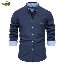S~2XL Cotton Shirt For Men Spring Autumn Solid Color Casual Polo Shirt Mens Long Sleeve Thin And Breathable Shirts 7 Color 240328