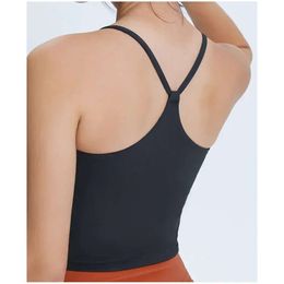 Lu Align Sports Gym Tanks Tank Women Top Crop Sling Movable Y-line Yoga Vest Summer Outdoor Jogging Fitness Shirts Built In Bra Crop Top Lemon Sports 2024