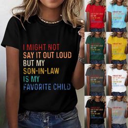 Women's T Shirts I Might Not Say It Out But My Son In Womens Long Top Stretch Shirt Short Sleeve