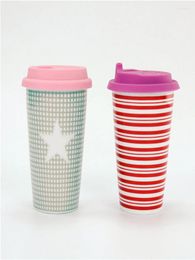 Mugs Colourful Handless Custom 300ml Ceramic Tumbler Travel Mug With Silicone Lid